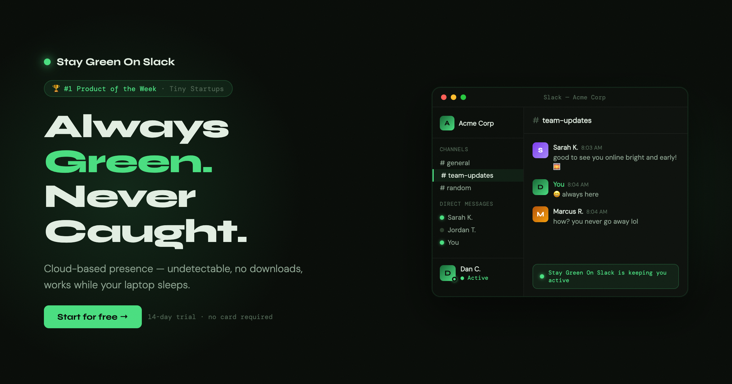 Stay Green On Slack screenshot 1